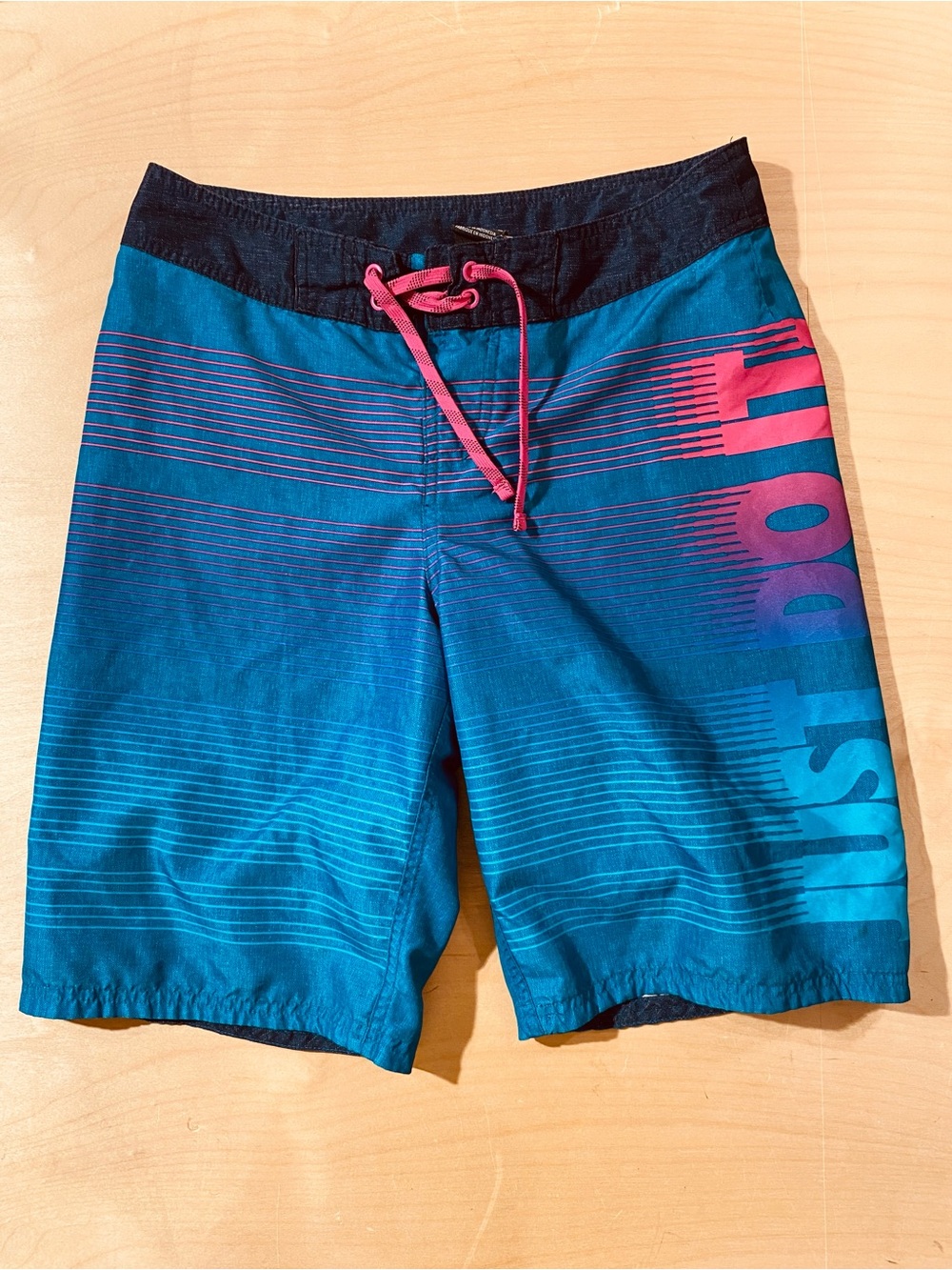 Nike Teal Blue Gradient Board Shorts with Pink Drawstring XL (SZ)